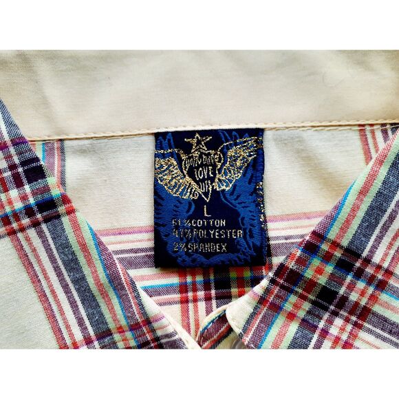 SOHO Babe Camel Yellow Plaid Woven LS Button Shirt JR. Size Large NWT - Picture 10 of 14